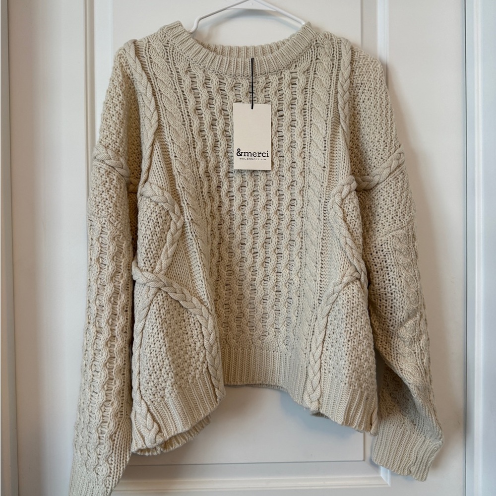 NWT merci cream sweater size large